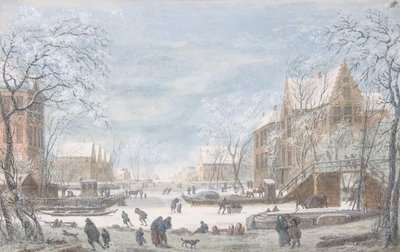 Neve che cade su una città olandese, n.d. da Abraham Rademaker
