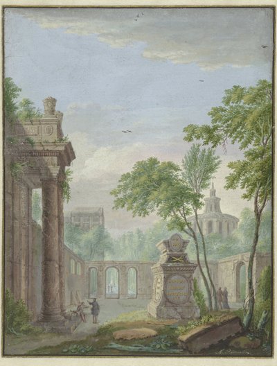 Giardino con una tomba in memoria di Johanna Koerten Blok da Abraham Rademaker