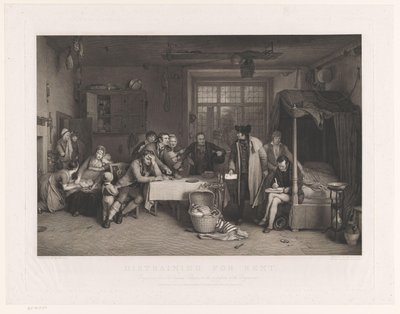 Interno sobrio con uomini che sequestrano i beni di una famiglia da Abraham Raimbach