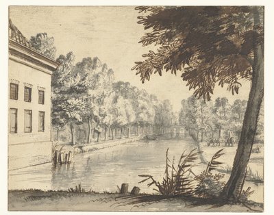 Vista su un canale con una tenuta da Abraham Rutgers (attributed to)