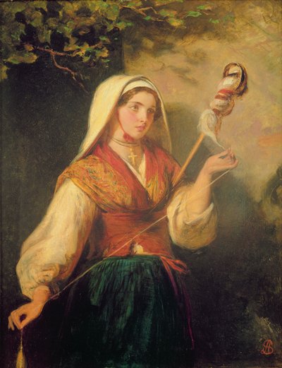 Giovane donna che fila la lana da Abraham Solomon