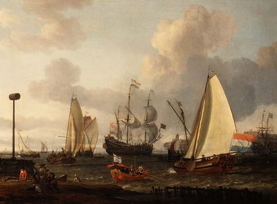 Navi da guerra olandesi al largo della costa da Abraham Storck