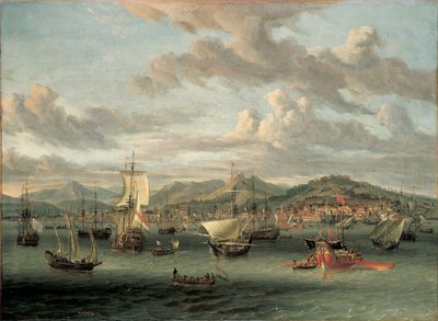 Navi olandesi nella baia di Smirne con una barca di stato da Abraham Storck