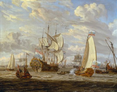 Pietro il Grande visita la nave Pietro e Paolo da Abraham Storck