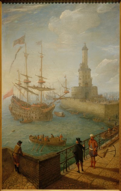 Galeone spagnolo ancorato davanti a Napoli da Abraham Willarts