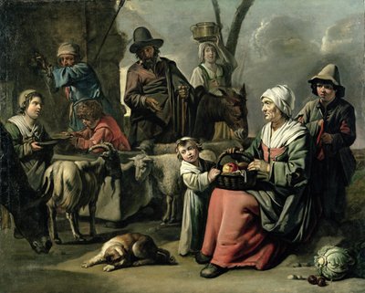 Famiglia di contadini a un pozzo da Abraham Willemsens