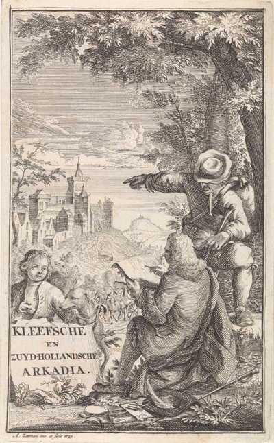 Viaggiatore disegna la città di Kleef da Abraham Zeeman