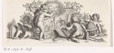 Quattro putti studiano e dipingono da Abraham Zeeman