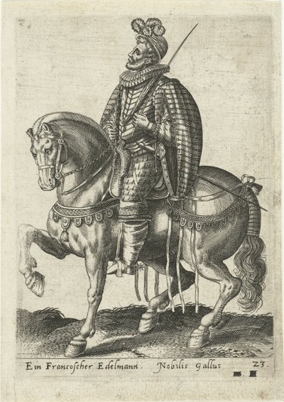 Nobile francese a cavallo da Abraham de Bruyn (attributed to)