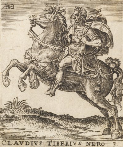 Claudio Tiberio Nerone da Dodici Cesari a cavallo da Abraham de Bruyn