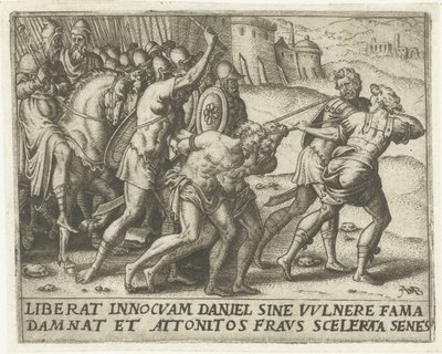 Gli anziani vengono condotti via Storia di Susanna (serie) da Abraham de Bruyn