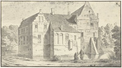 La casa di Rhaen in Overijssel, davanti due pescatori da Abraham de Haen (II)