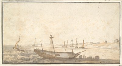 Spiaggia con navi vicino a Scheveningen da Abraham de Verwer