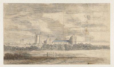 Veduta del castello di Vincennes, dietro una fila di alberi da Abraham de Verwer