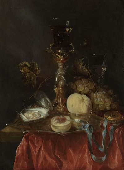 Natura morta con portabicchieri in argento dorato da Abraham van Beyeren