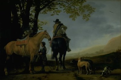 Due cavalieri in un paesaggio da Abraham van Calraet