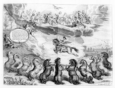 Il Marchese di Newcastle che cavalca Pegaso davanti a un