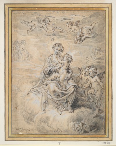 Vergine e Bambino in cielo, con putti da Abraham van Diepenbeeck
