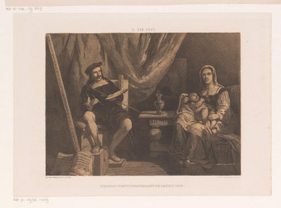 Pittore con moglie e figlio nel suo atelier da Abraham van Pelt