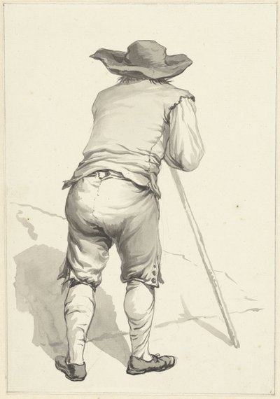 Uomo appoggiato su un bastone, visto di schiena da Abraham van Strij (I)