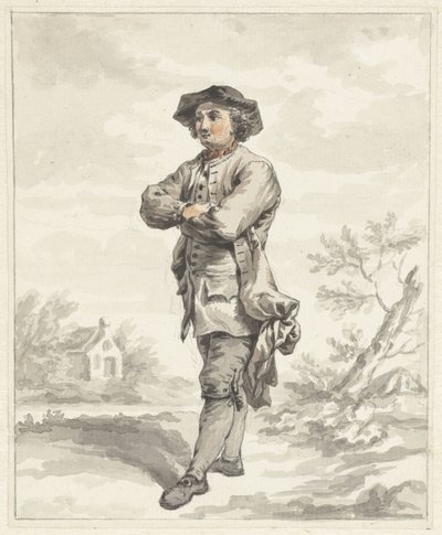Uomo in piedi, con le braccia incrociate, verso sinistra da Abraham van Strij (I)
