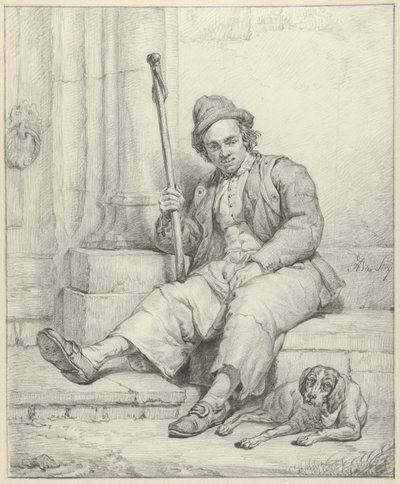 Uomo seduto con cane da Abraham van Strij (I)