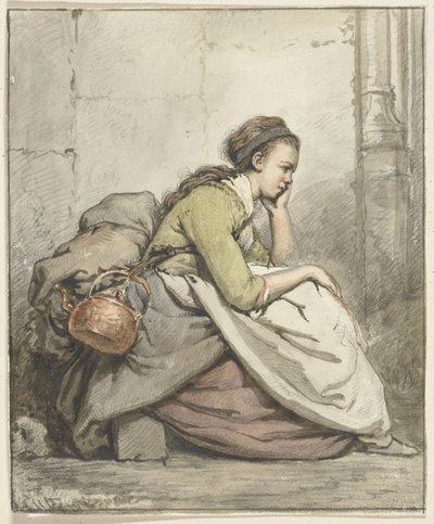 Donna seduta con un bollitore di rame da Abraham van Strij (I)