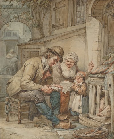 Genitori che insegnano una canzone alla loro figlia, inizio 19° secolo da Abraham van Strij