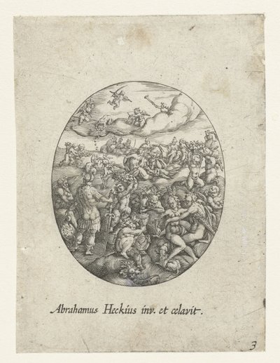 Ovale con gli dei olimpici tra le nuvole da Abraham van den Hecken