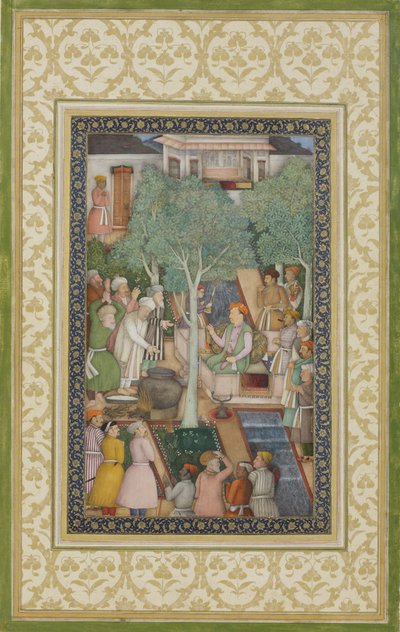 Imperatore Jahangir con uomini santi in un giardino, c.1615 da Abul Hassan Ghaffari