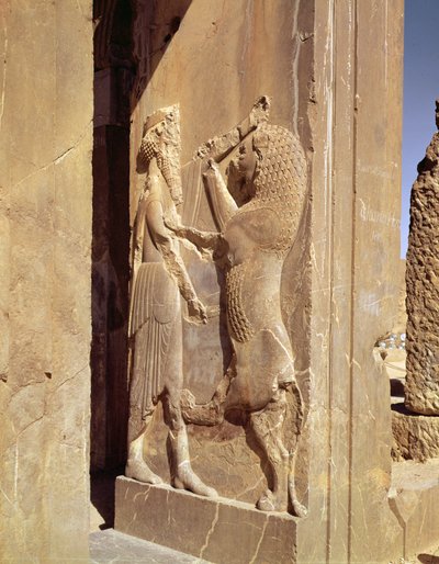 Dario che combatte il leone (dettaglio) da Achaemenid