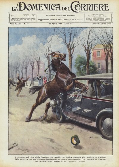 A Livorno, sul viale della Stazione, un cavallo che veniva condotto alla scuderia si è sciolto da Achille Beltrame