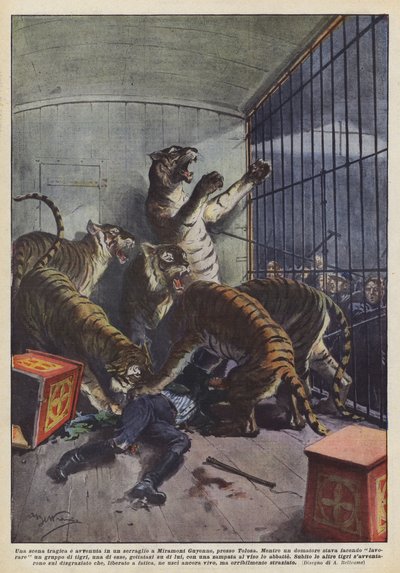 Una scena tragica avvenuta in un serraglio a Miramont Guyenne, vicino a Tolosa da Achille Beltrame