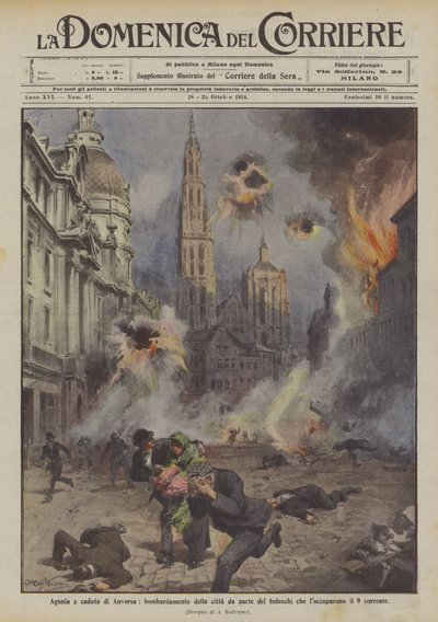 Agonia e caduta di Anversa, bombardamento della città da parte dei tedeschi che l