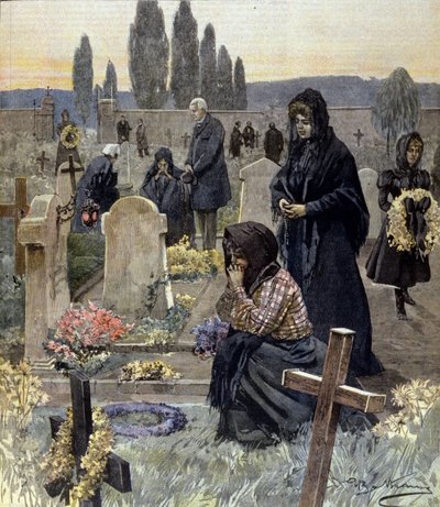 Tutti i Santi in Italia nel 1899. illustrazione di Achille Beltrame da Achille Beltrame