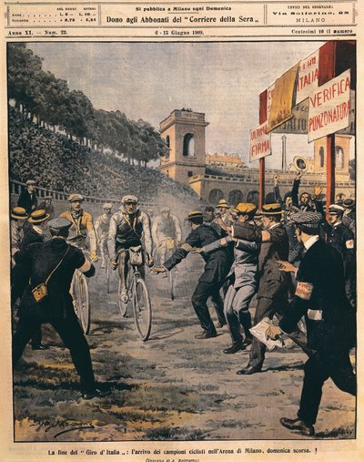 Arrivo del vincitore Luigi Ganna all