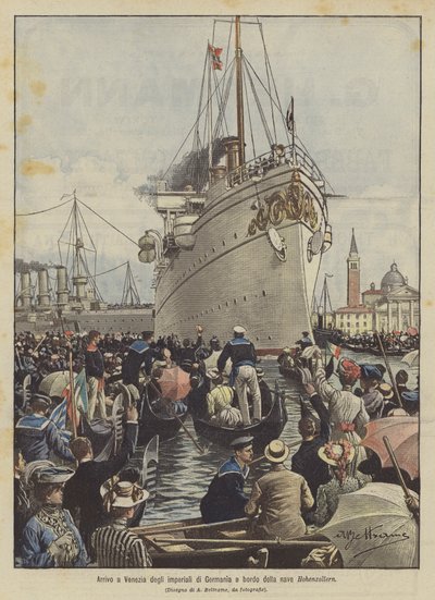 Arrivo a Venezia degli imperiali di Germania a bordo della nave Hohenzollern da Achille Beltrame