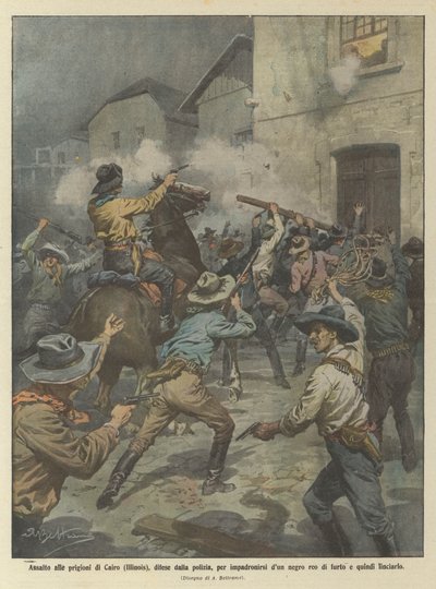 Assalto alle prigioni di Cairo (Illinois), difese dalla polizia, per impadronirsi di un negro reo da Achille Beltrame