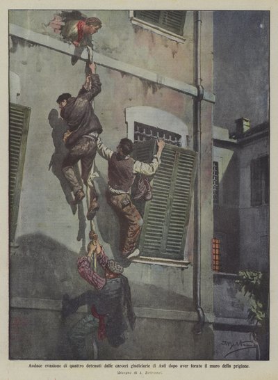 Audace evasione di quattro detenuti dalle carceri giudiziarie di Asti dopo aver forato il muro della prigione da Achille Beltrame