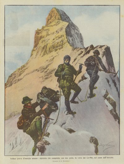 Audace prova di energia umana, alpinista conquista la vetta del Cervino in inverno da Achille Beltrame