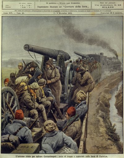 Guerre balcaniche (1912-1913), Ultimo sforzo per salvare Costantinopoli inviando truppe e merci alla linea Ciafalda, 1 dicembre da Achille Beltrame