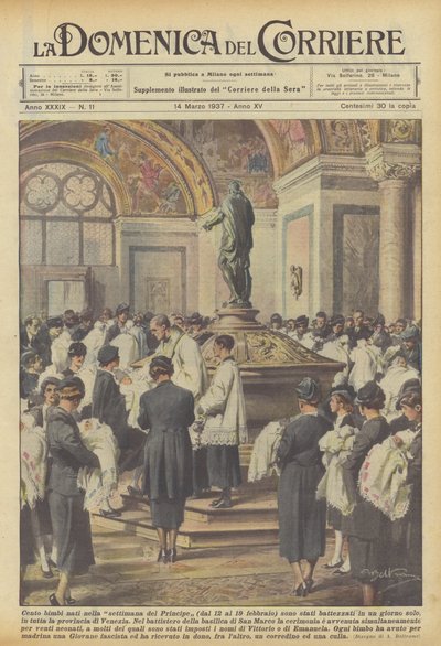 Cento bimbi nati nella settimana del Principe (dal 12 al 19 febbraio) sono stati battezzati da Achille Beltrame