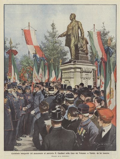 Cerimonia inaugurale del monumento al patriota G. Candiani nella Casa dei Veterani a Turate da Achille Beltrame