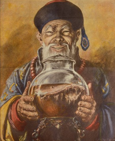 Fungo cinese, di Achille Beltrame, illustrazione, Illustratore Walter Molino, da La Domenica del Corriere da Achille Beltrame