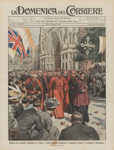 Chiusura del Congresso Eucaristico di Londra, il legato pontificio impartisce la benedizione da Achille Beltrame