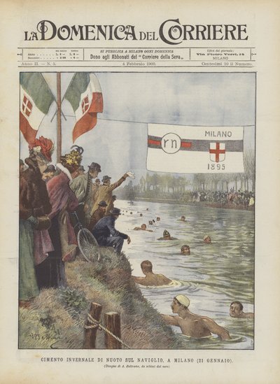Cimento invernale di nuoto sul Naviglio, a Milano (21 gennaio) da Achille Beltrame