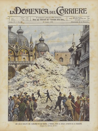 Ciò che è rimasto del campanile di San Marco, a Venezia, dopo il crollo avvenuto il 14 corrente da Achille Beltrame