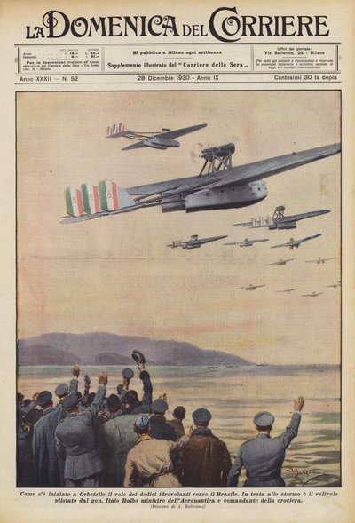 Come si è iniziato a Orbetello il volo dei dodici idrovolanti verso il Brasile da Achille Beltrame