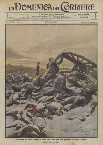 Inizio del nuovo anno 1915, metà della popolazione del mondo in guerra da Achille Beltrame
