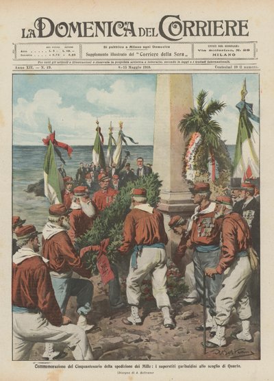 Commemorazione del Cinquantenario della spedizione dei Mille, i superstiti garibaldini allo scoglio di Quarto da Achille Beltrame